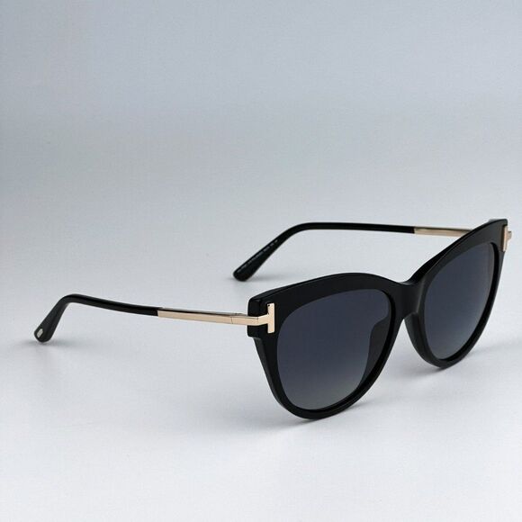 NEW Tom Ford FT0821/S KIRA 01D Black Polarized Gradient Cat Eye Women Sunglasses - Picture 7 of 13